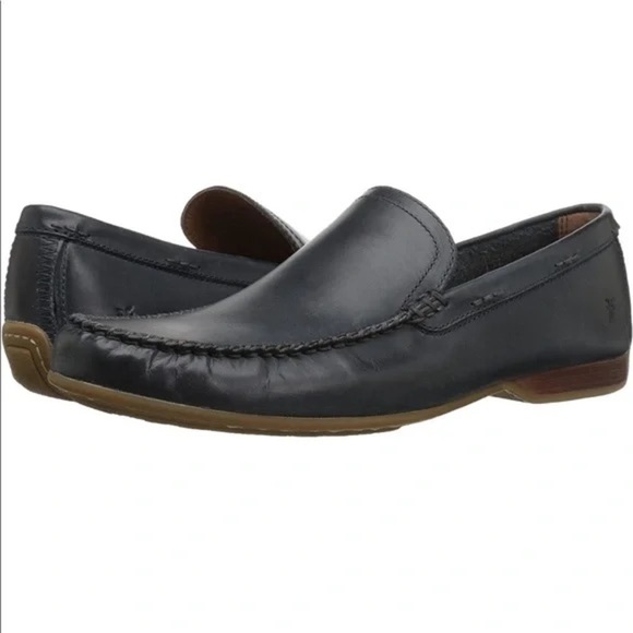 FRYE Navy Blue Lewis Venetian Loafer Leather Business Stitching Size 12 Men’s - Picture 1 of 12